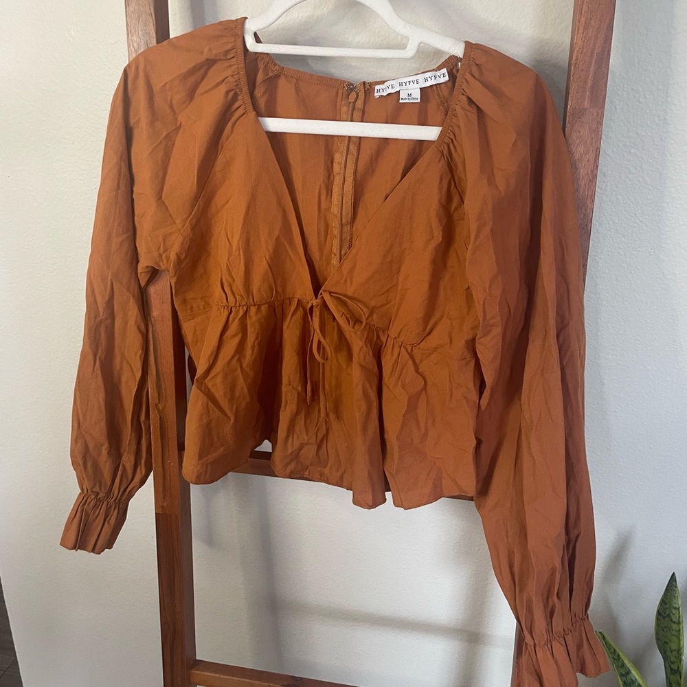 Burnt Orange Long Sleeve Crop Top